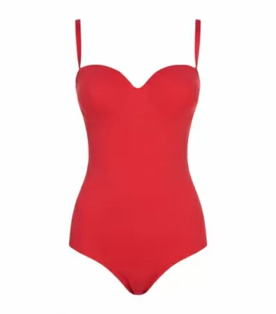 Stylish red one-piece swimsuit