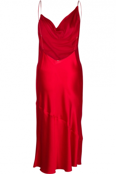Вечерна сатенена рокля в червено