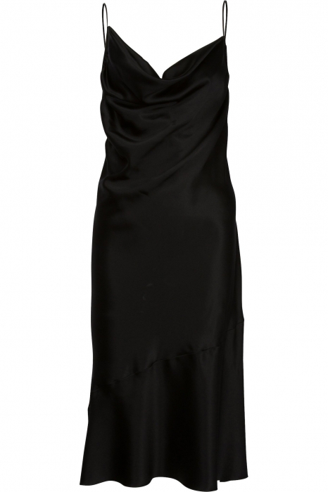 Black long satin dress