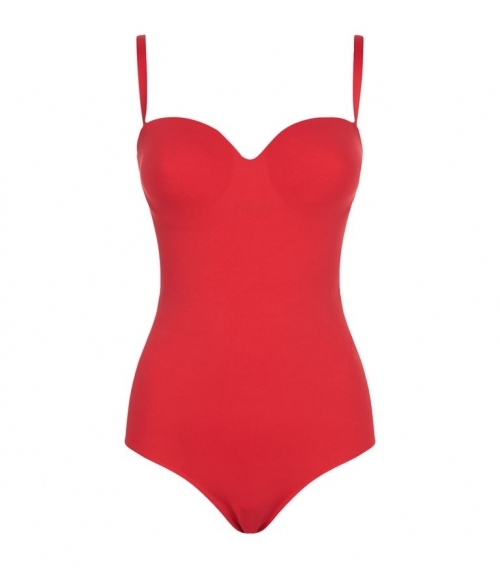 Stylish red one-piece swimsuit