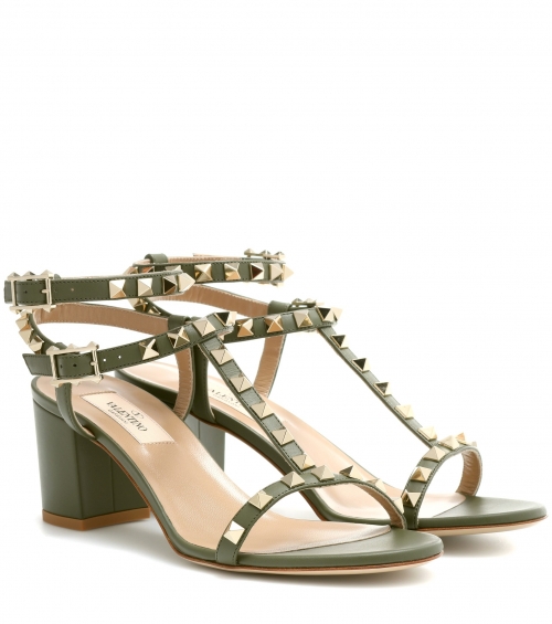 Green leather sandals 